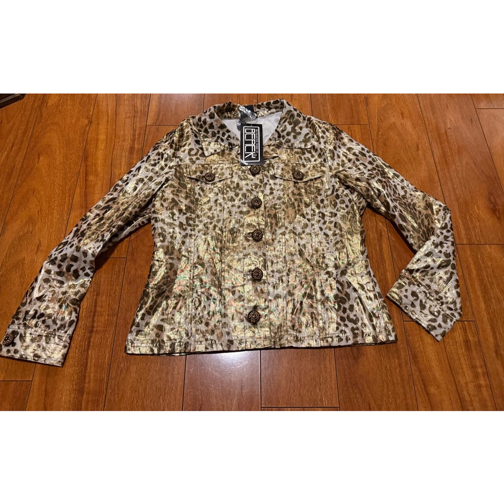 Women's BEREK Blazer M Gold Brown Leopard Print - Picture 2 of 6